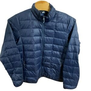 REI Co-op Down Jacket Mens XL 650 Fill Packable Puffer Quilted Blue Nylon READ